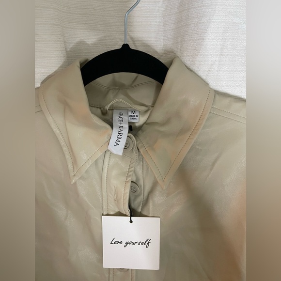 Grace + Karma Beige Vegan Leather Shacket NWT - Picture 3 of 6